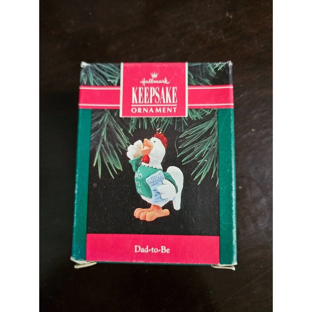 Vintage 1992 Hallmark Christmas Keepsake Dad-to-Be Rooster Ornament. New in Box.